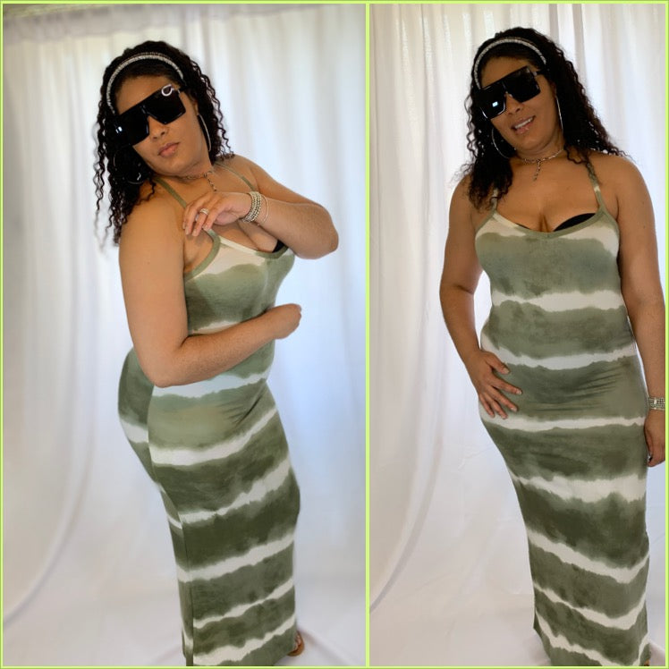 TIE DYE BODYCON MAXI (GREEN)